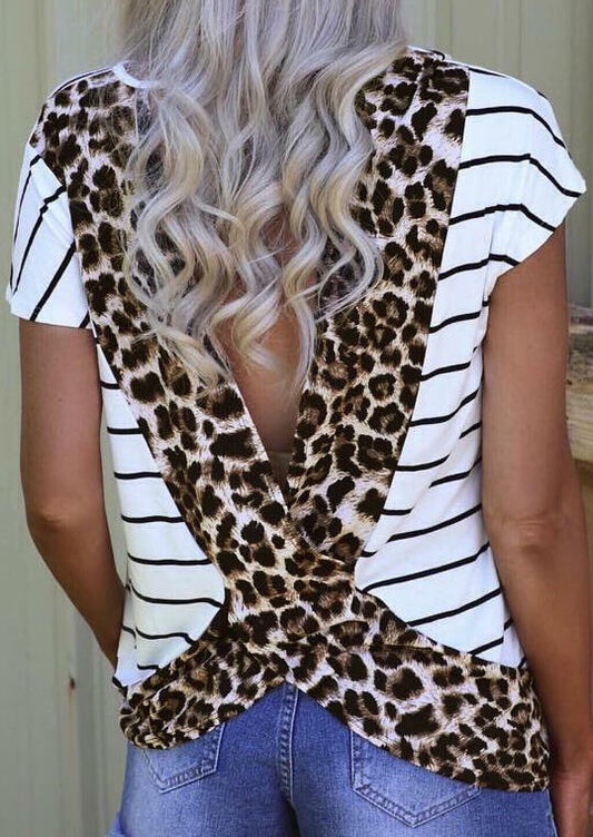 White and Black Stripe with Cheetah back